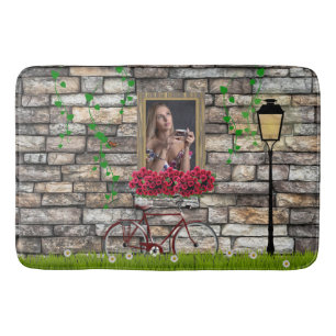 Tapis De Bain Vintage Fairytale Vélo Roses cadre photo fille