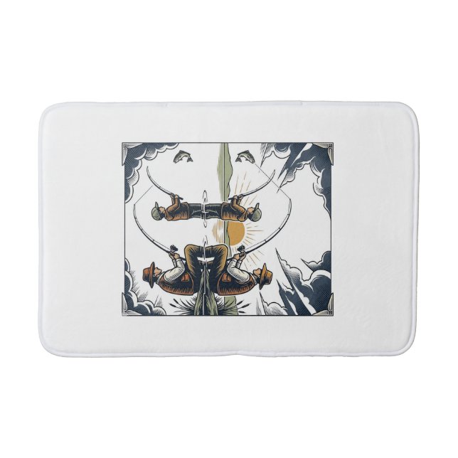 Tapis De Bain Vintage Father and Child Fishing Engraving Shirt D (Devant)