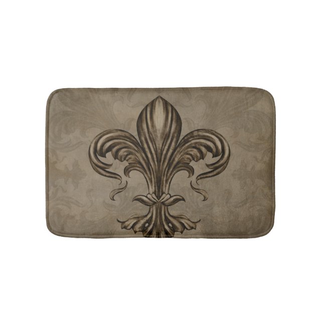 Tapis De Bain Vintage Fleur de lis Sepia (Devant)