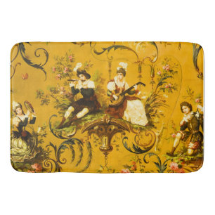 Tapis De Bain Vintage French Gold Yellow Toile Victorian Floral
