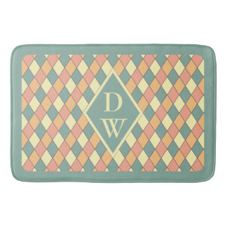 Tapis De Bain Vintage Harlequine Diagonal dans Pastels Monogramm