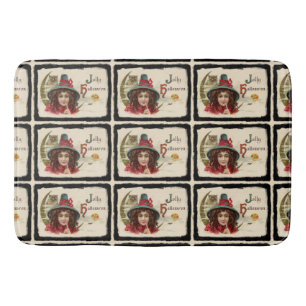 Tapis De Bain Vintage Jolly Halloween Motif sorcière