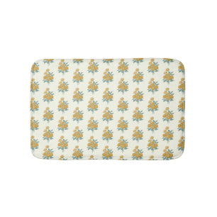 Tapis De Bain Vintage motif floral Automne moutarde Jaune