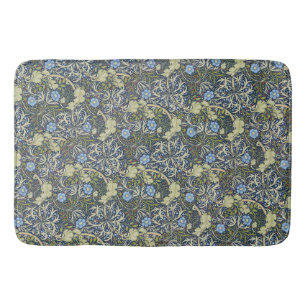 Tapis De Bain Vintage Motif Floral d'algues Arrière - plan bleu
