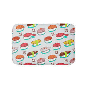 Tapis De Bain Vintage nigiri sushi, motif doodé