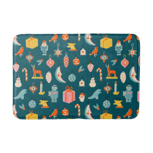 Tapis De Bain Vintage Noël Ornements Motif