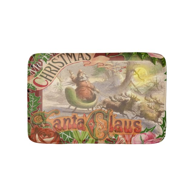 Tapis De Bain Vintage Noël Père Noël Sleigh (Devant)
