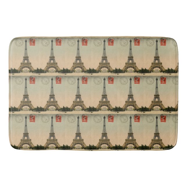 Tapis De Bain Vintage Paris Chic Tour Eiffel (Devant)