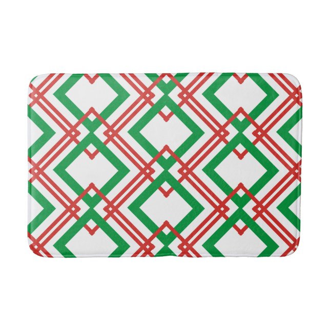 Tapis De Bain Vintage rayé rouge et vert (Devant)