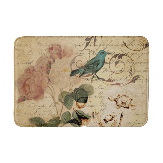 Tapis De Bain vintage rose Paris Botanique (Devant)