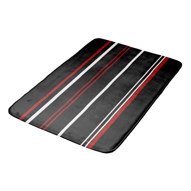 Tapis De Bain Vintage rouge et blanc (Angle)