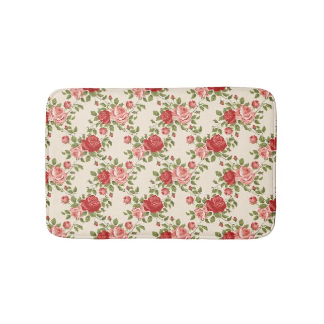Tapis De Bain Vintage Shabby Chic Roses Pattern (Devant)