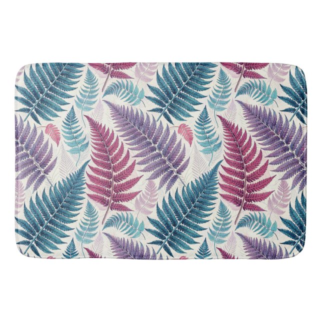 Tapis De Bain Vintage-style botanical fern leaves (Devant)