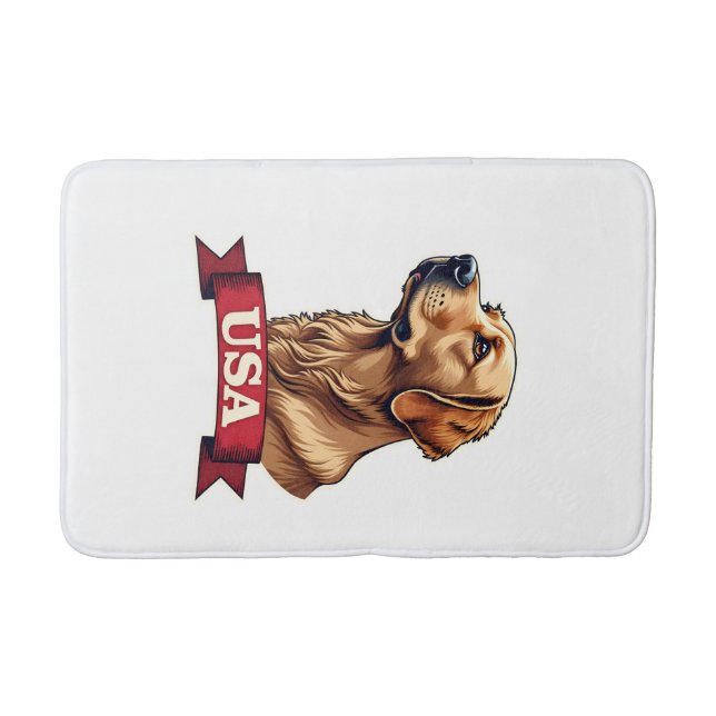 Tapis De Bain Vintage USA Golden Retriever Engraving Shirt (Devant)