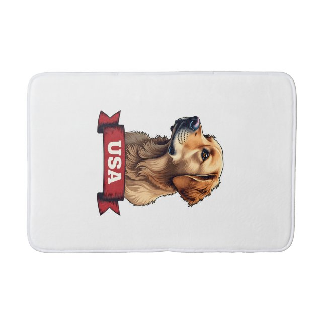 Tapis De Bain Vintage USA Golden Retriever Engraving Shirt 4 (Devant)