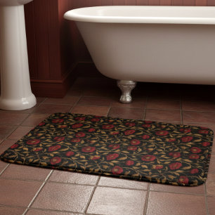 Tapis De Bain Vintage William Morris Poppy Floral rouge or