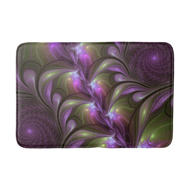 Tapis De Bain Violet Abstrait violet violet kaki fractal (Devant)