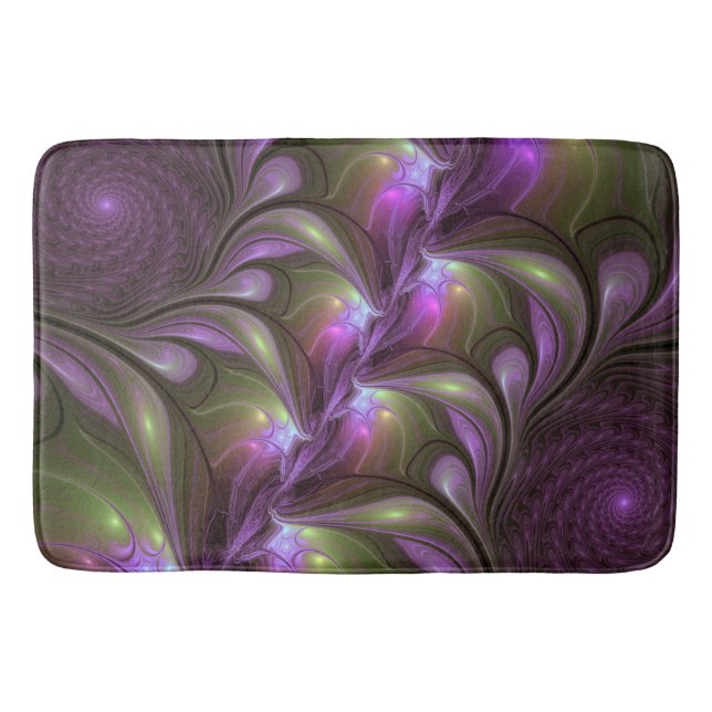 Tapis De Bain Violet Abstrait violet violet kaki fractal (Devant)