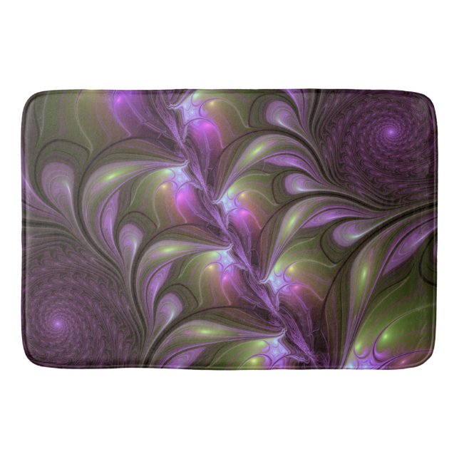 Tapis De Bain Violet Abstrait violet violet kaki fractal (Devant)