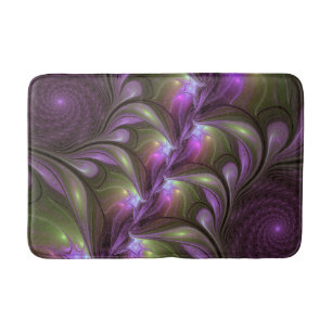 Tapis De Bain Violet Abstrait violet violet kaki fractal