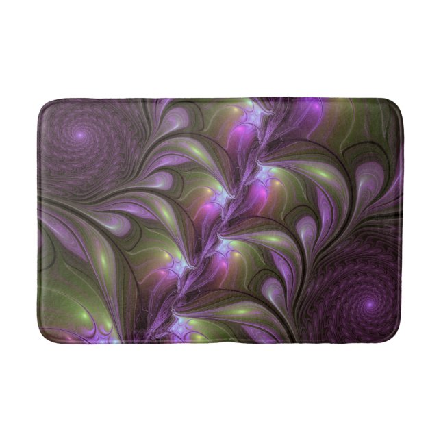 Tapis De Bain Violet Abstrait violet violet kaki fractal (Devant)