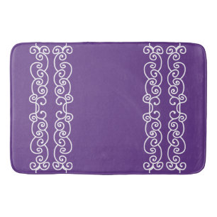 Tapis De Bain Violet avec rouleaux blancs