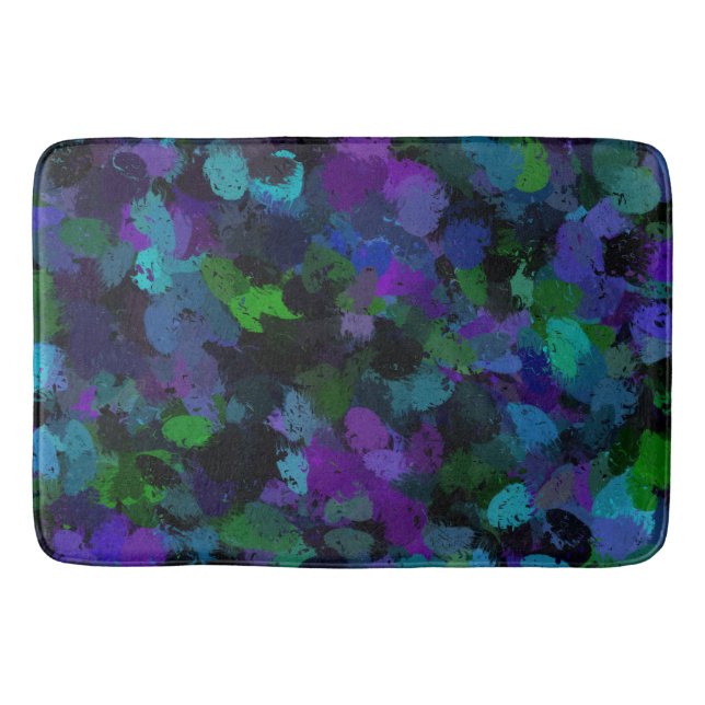 Tapis De Bain Violet, bleu et noir Abstrait (Devant)