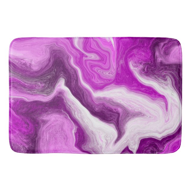 Tapis De Bain Violet et Marbre blanc Fluide Art (Devant)