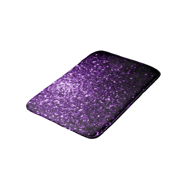 Tapis De Bain Violet foncé faux brillant paillettes scintillent (Angle)