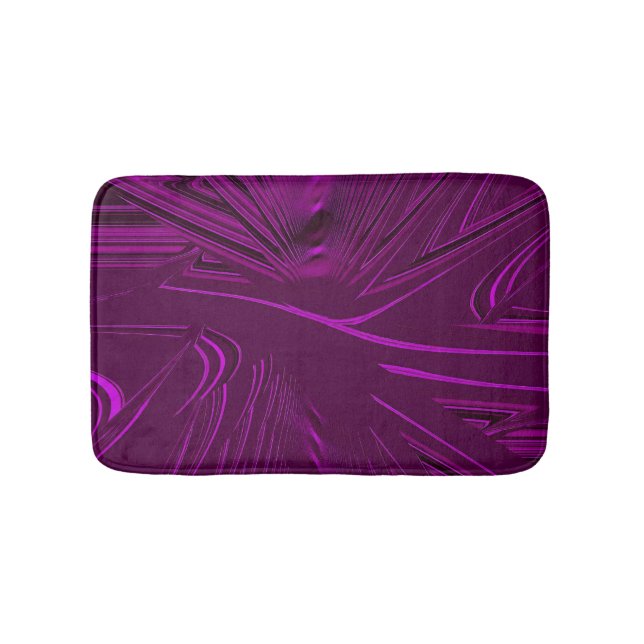 Tapis De Bain Violet foncé, Violet, Magenta Faux Brocade (Devant)