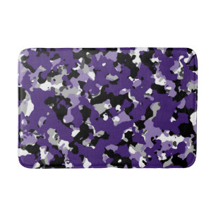 Tapis De Bain Violet Gris Noir Blanc Imprimé Camouflage Camo