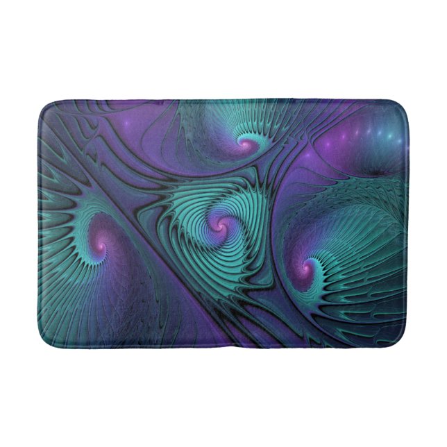 Tapis De Bain Violet rencontre Turquoise moderne art fractal abs (Devant)