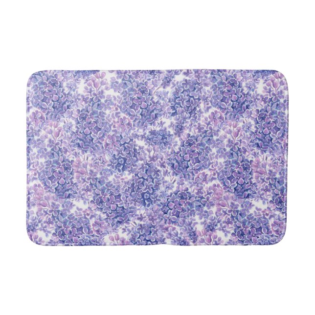 Tapis De Bain Violette aquarelle fleurs lilas (Devant)