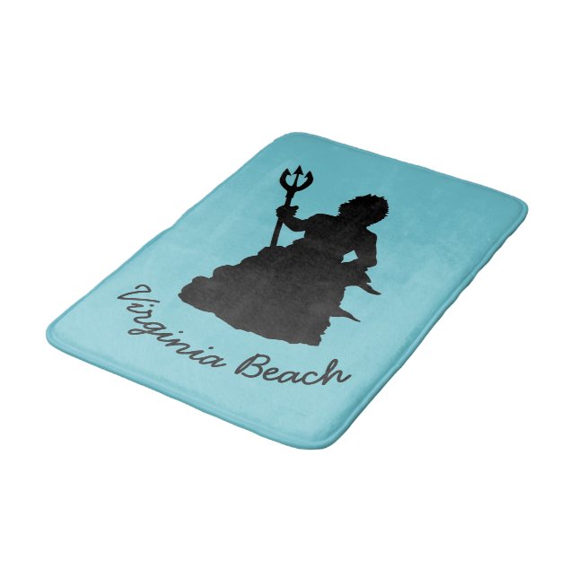 Tapis De Bain Virginia Beach, VA Statue Neptune Océan Nautique (Angle)
