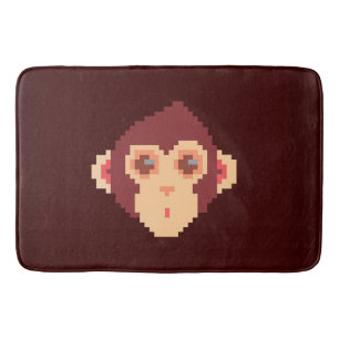 Tapis De Bain Visage de singe pixelisé mignon