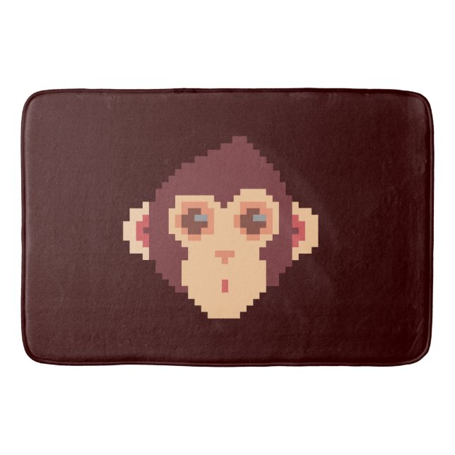 Tapis De Bain Visage de singe pixelisé mignon (Devant)