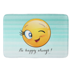 Tapis De Bain Visage d'Emoji clin d'œil adorable - Soyez heureux