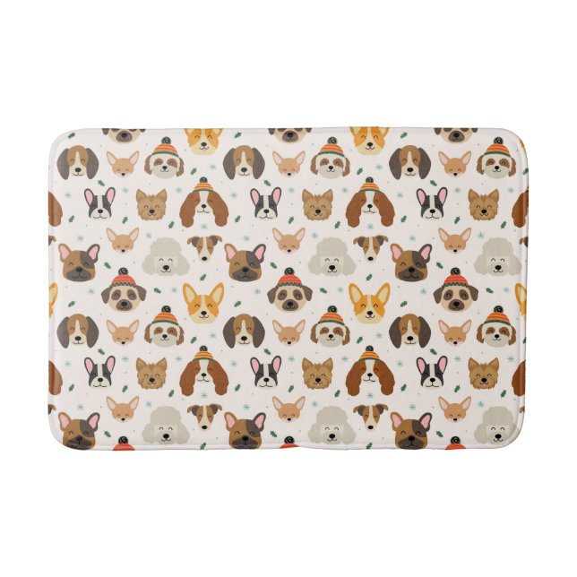 Tapis De Bain Visages de chiens en hiver Casquette Motif de vaca (Devant)