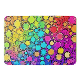 Tapis De Bain Vivid Rainbow Bubble Abstraction
