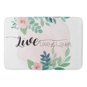 Tapis De Bain Vivre, Amour, Rire Boho Floral   Mat de bain