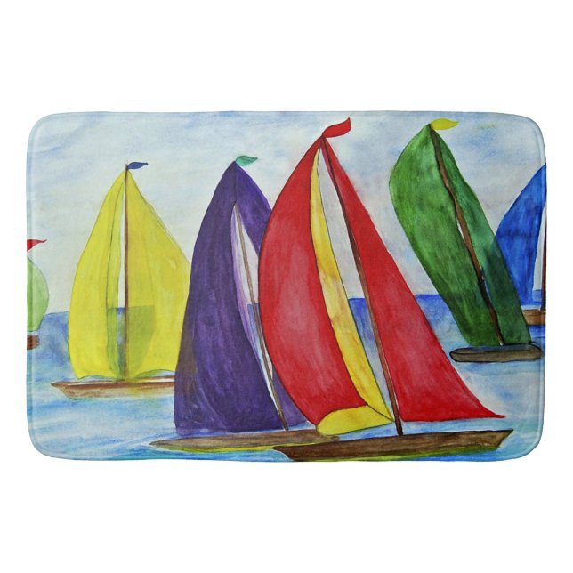 Tapis De Bain Voiles colorées nautiques  (Devant)
