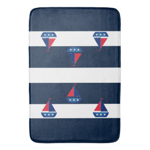 Tapis de bain - Voilier à rayures bleues
