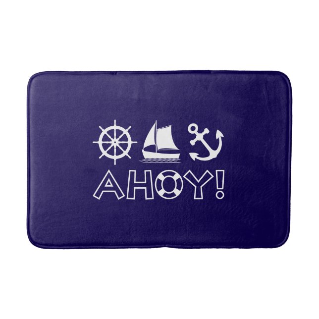 Tapis De Bain Voilier Ancre Ahoy! BLANCHE (Devant)
