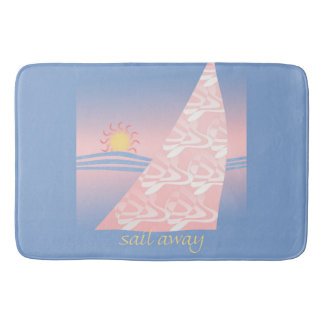 Tapis De Bain Voilier rose et bleu