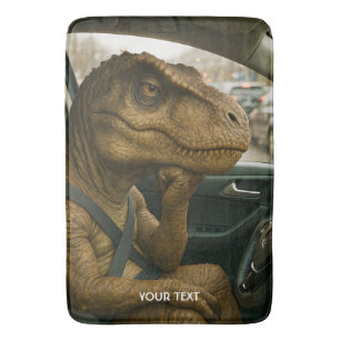 Tapis De Bain Voiture de conduite Imaginaire Dinosaur