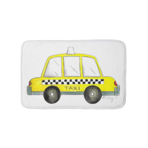 Tapis De Bain Voiture de taxi New York City NYC Jaune À damiers