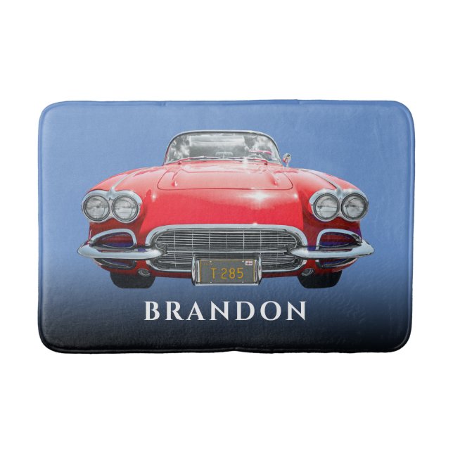 Tapis De Bain Voiture Red Sport, Nom, Dégradé noir et bleu (Devant)