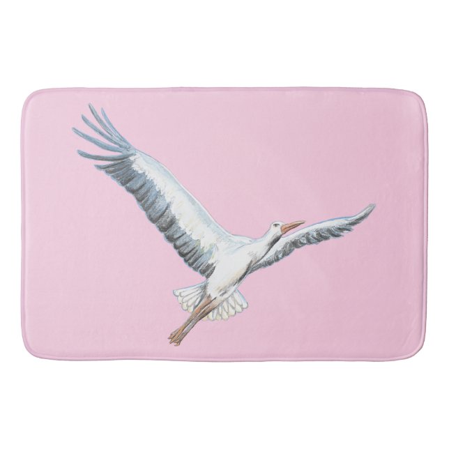 Tapis de bain volant de cigogne blanche (Devant)