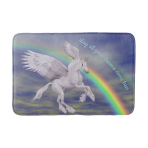 Tapis De Bain Voler Unicorne sur Rainbow Dreams Imaginaire Horse