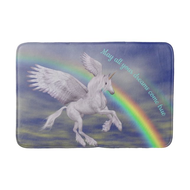 Tapis De Bain Voler Unicorne sur Rainbow Dreams Imaginaire Horse (Devant)